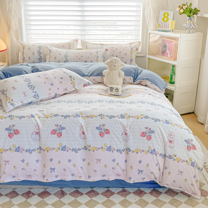 91家纺网 家纺一手货源 找家纺 楠沐家纺 2025年新款亲肤水洗棉芦荟棉磨毛单被套（第二批） 田园小兔