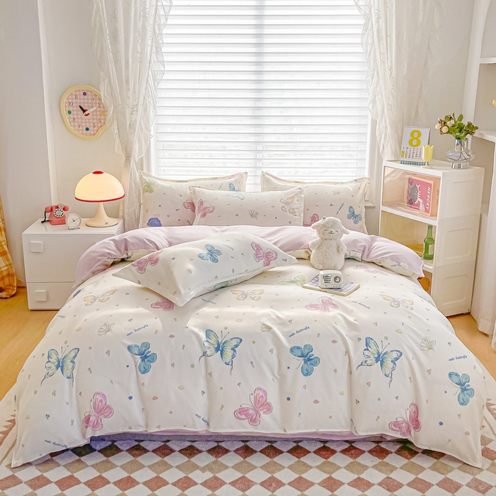 91家纺网 家纺一手货源 找家纺 楠沐家纺 （套件）2025新款亲肤芦荟棉美棉磨毛印花四件套(第二批) 蝶舞仙子