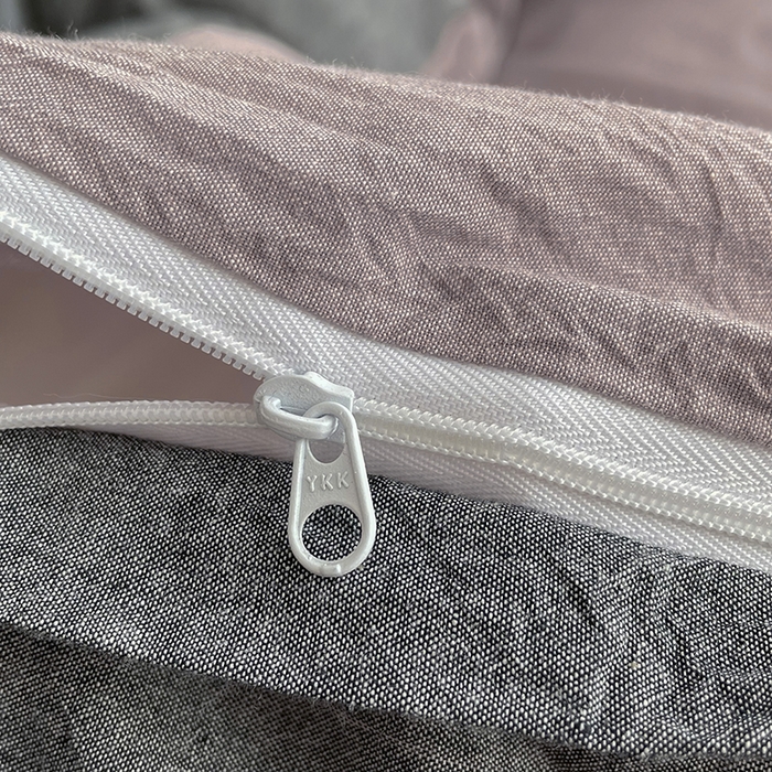 91家纺网 家纺一手货源 找家纺 2024新款A类全棉纯棉纯色双拼色织水洗棉四件套 豆沙拼深灰