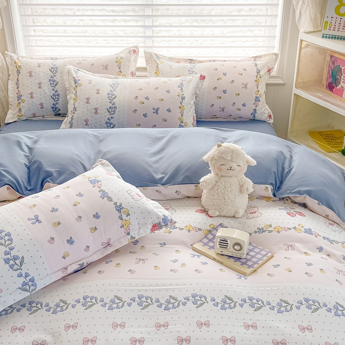 91家纺网 家纺一手货源 找家纺 楠沐家纺 2025年新款亲肤水洗棉芦荟棉磨毛单被套（第二批） 田园小兔