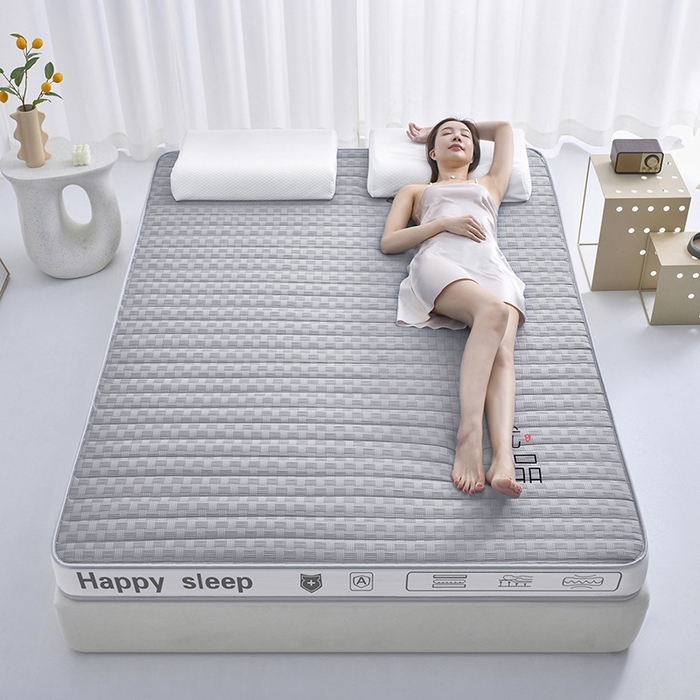 91家纺网 家纺一手货源 找家纺 顺发床垫 2025新款华夫格天然乳胶床垫记忆海绵床垫  灰色