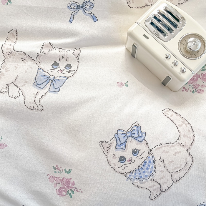 91家纺网 家纺一手货源 找家纺 楠沐家纺 （套件）2025新款亲肤芦荟棉美棉磨毛印花四件套(第二批) 猫咪小姐