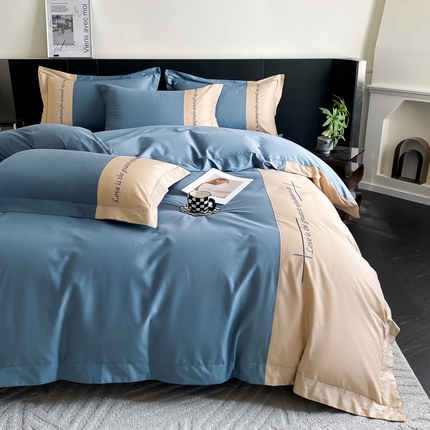 91家纺网 家纺一手货源 找家纺 （总）如一 2024新款全棉宽边刺绣撞色四件套-缪斯