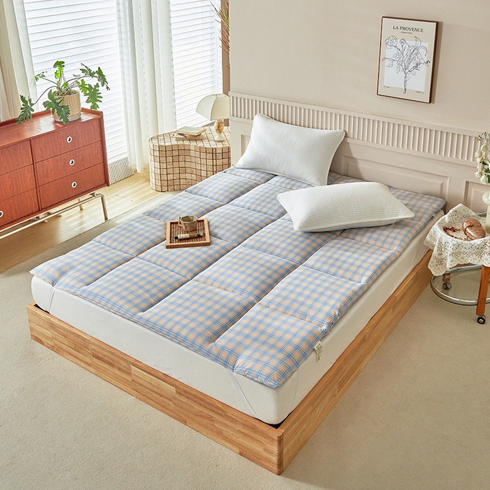 91家纺网 家纺一手货源 找家纺 梵希良品家纺 2024新款新疆棉花床垫席梦思榻榻米软垫家用垫被棉絮床铺底垫褥子 格调蓝