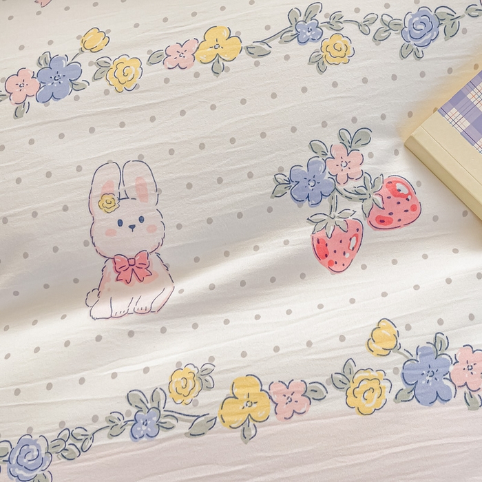 91家纺网 家纺一手货源 找家纺 楠沐家纺 （套件）2025新款亲肤芦荟棉美棉磨毛印花四件套(第二批) 田园小兔