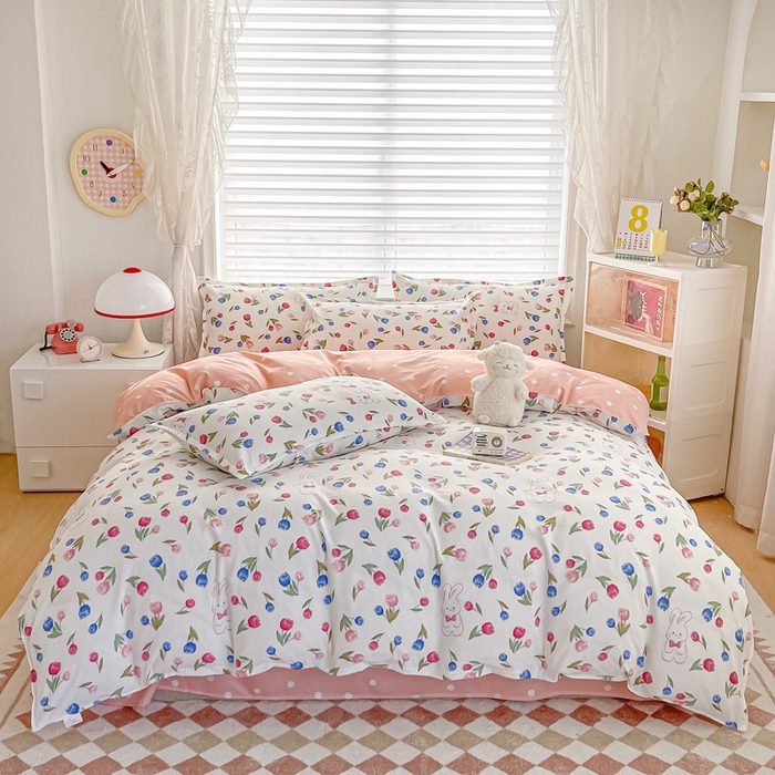 91家纺网 家纺一手货源 找家纺 楠沐家纺 （套件）2025新款亲肤芦荟棉美棉磨毛印花四件套(第二批) 花花兔