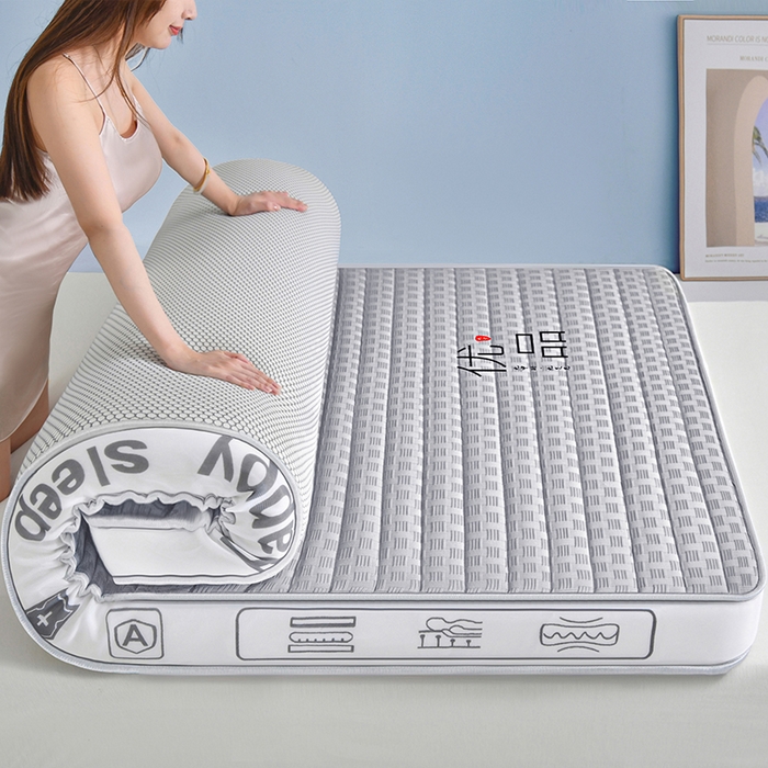 91家纺网 家纺一手货源 找家纺 顺发床垫 2025新款华夫格天然乳胶床垫记忆海绵床垫  灰色