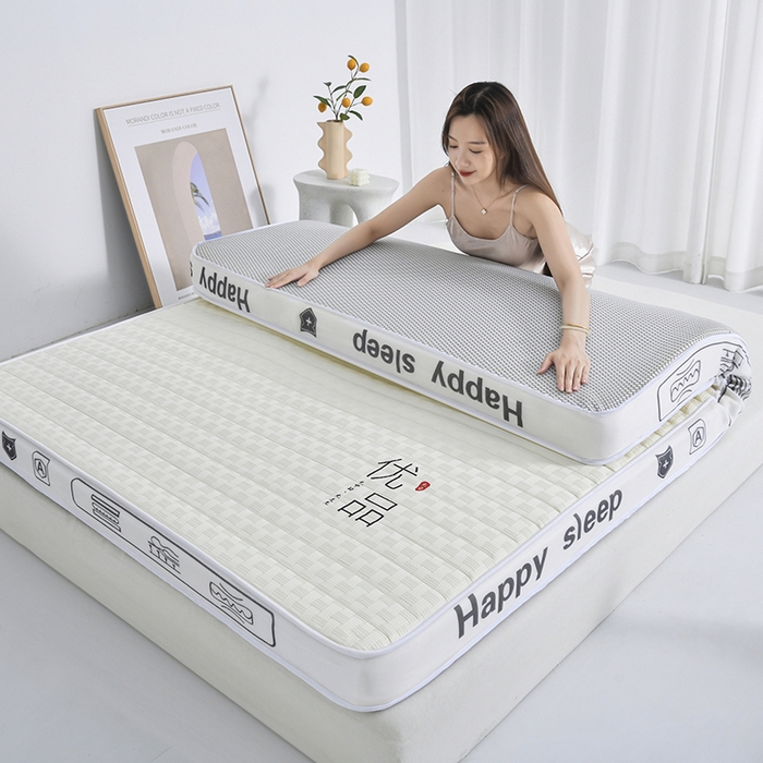 91家纺网 家纺一手货源 找家纺 顺发床垫 2025新款华夫格天然乳胶床垫 米白 记忆海绵床垫