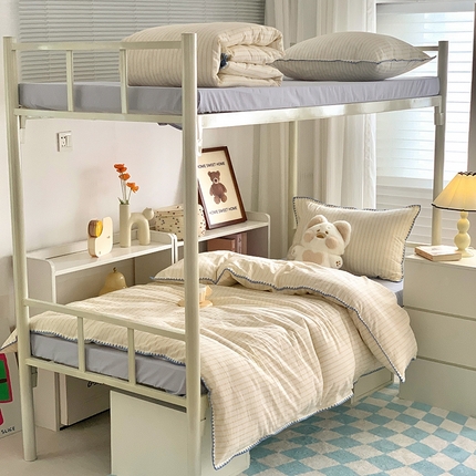 莱茵家居 2024新款A类全棉色织水洗棉贝壳边三件套 黄苏条