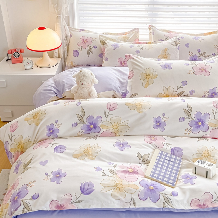 91家纺网 家纺一手货源 找家纺 楠沐家纺 2025年新款亲肤水洗棉芦荟棉磨毛单被套（第二批） 春田花卉