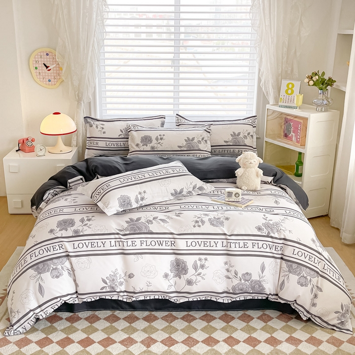 91家纺网 家纺一手货源 找家纺 楠沐家纺 （套件）2025新款亲肤芦荟棉美棉磨毛印花四件套(第二批) 山茶花