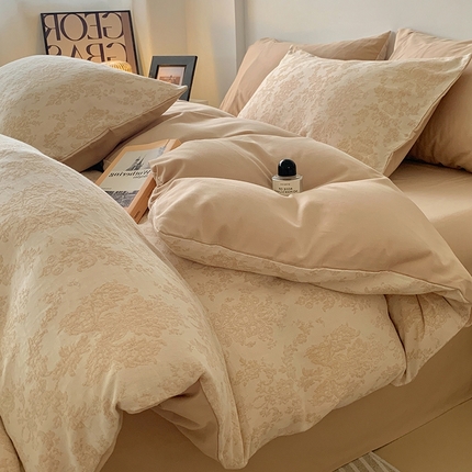 91家纺网 家纺一手货源 找家纺 （总）莱茵家居 2024新款全棉磨毛A类色织提花四件套