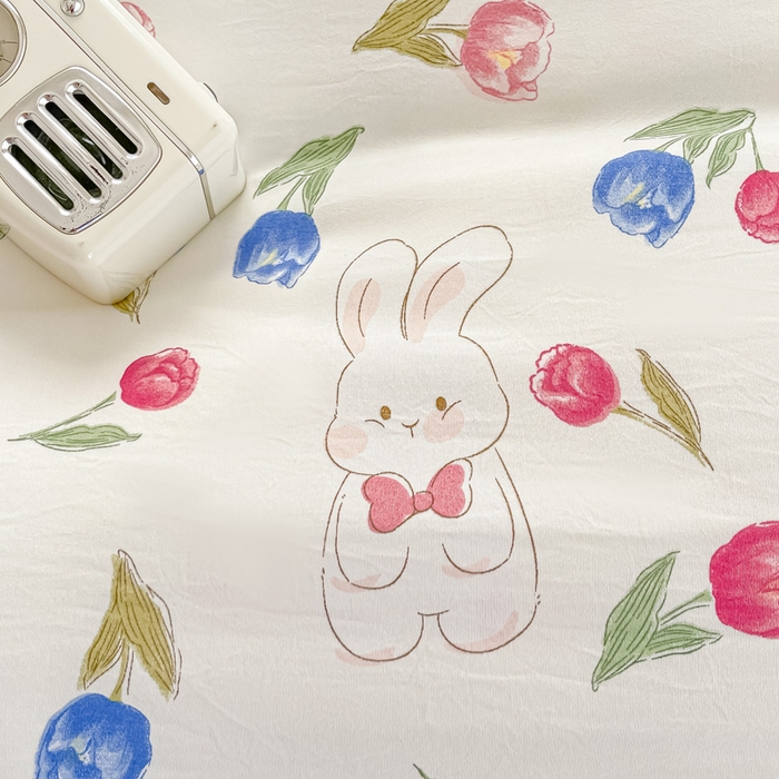 91家纺网 家纺一手货源 找家纺 楠沐家纺 （套件）2025新款亲肤芦荟棉美棉磨毛印花四件套(第二批) 花花兔