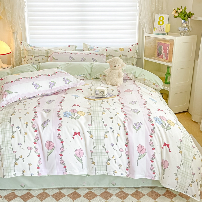 91家纺网 家纺一手货源 找家纺 楠沐家纺 2025年新款亲肤水洗棉芦荟棉磨毛单被套（第二批） 秘境花园