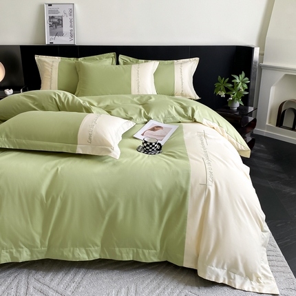 91家纺网 家纺一手货源 找家纺 （总）如一 2024新款全棉宽边刺绣撞色四件套-缪斯