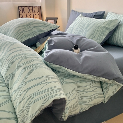 91家纺网 家纺一手货源 找家纺 （总）莱茵家居 2024新款全棉磨毛A类色织提花四件套