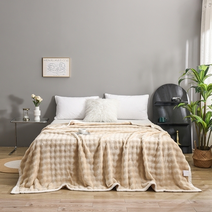 91家纺网 家纺一手货源 找家纺 （总）爱她美家纺 2024新款兔毛泡泡毯多功能毯子