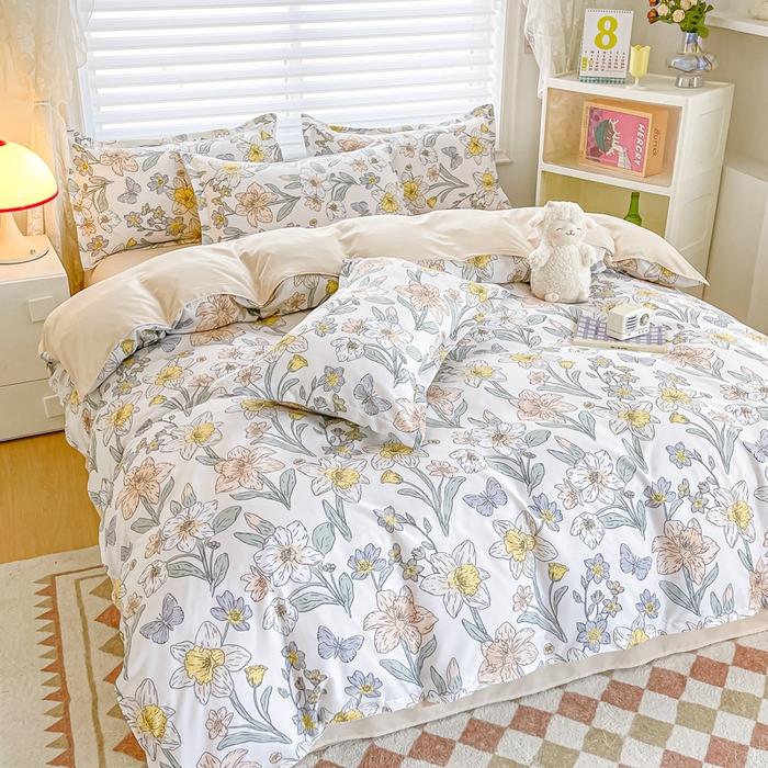 91家纺网 家纺一手货源 找家纺 楠沐家纺 （套件）2025新款亲肤芦荟棉美棉磨毛印花四件套(第二批) 花开盛宴