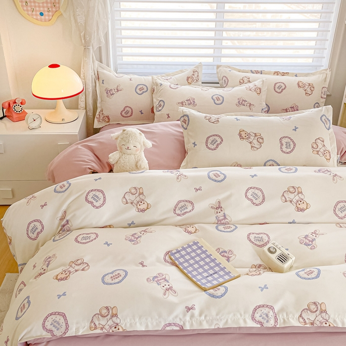 91家纺网 家纺一手货源 找家纺 楠沐家纺 2025年新款亲肤水洗棉芦荟棉磨毛单被套（第二批） 心动兔