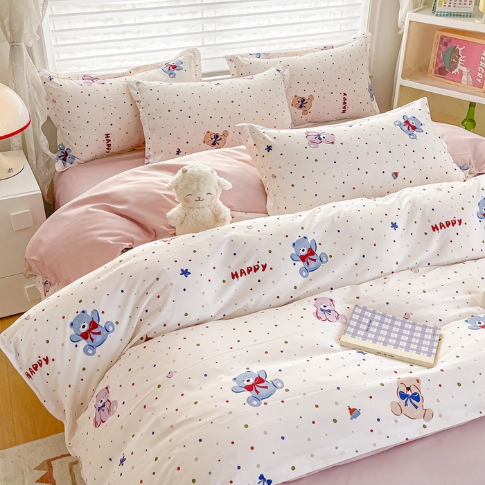 91家纺网 家纺一手货源 找家纺 楠沐家纺 （套件）2025新款亲肤芦荟棉美棉磨毛印花四件套(第二批) 哆咪熊