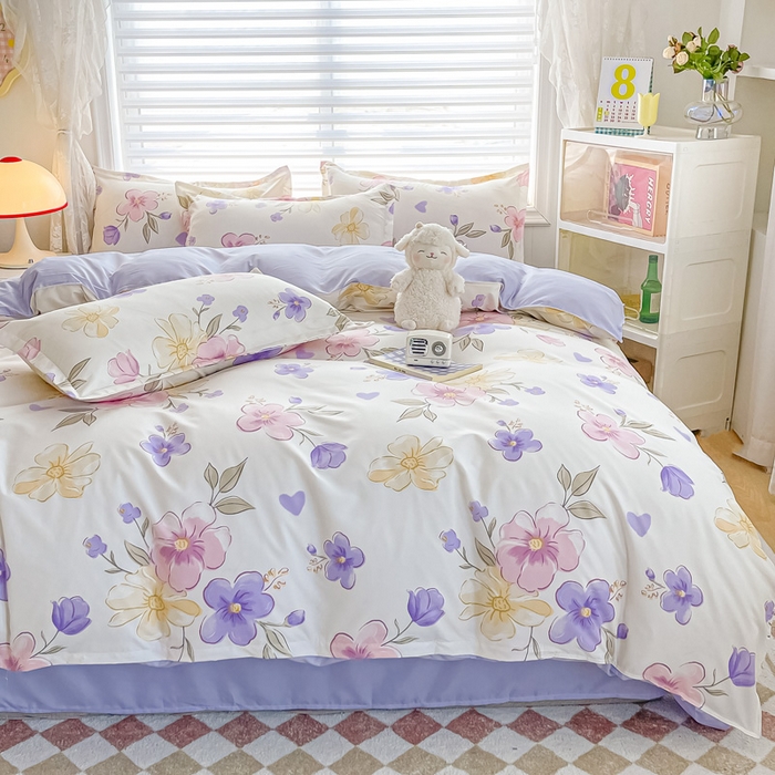 91家纺网 家纺一手货源 找家纺 楠沐家纺 2025年新款亲肤水洗棉芦荟棉磨毛单被套（第二批） 春田花卉