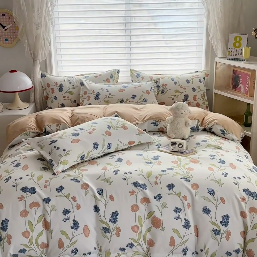 91家纺网 家纺一手货源 找家纺 楠沐家纺 （套件）2025新款亲肤芦荟棉美棉磨毛印花四件套(第二批) 花海