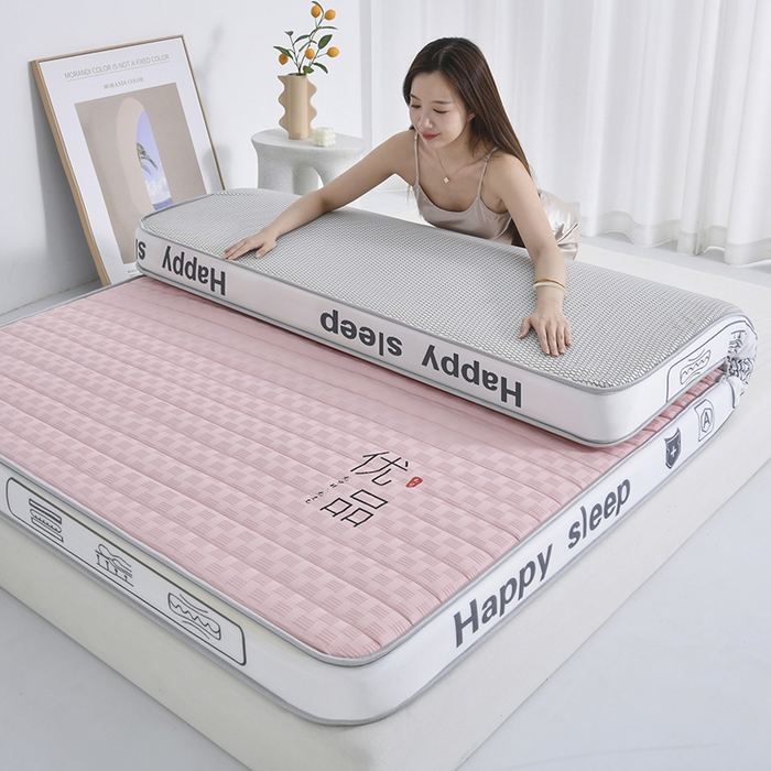 91家纺网 家纺一手货源 找家纺 顺发床垫 2025新款华夫格天然乳胶床垫记忆海绵床垫 粉色