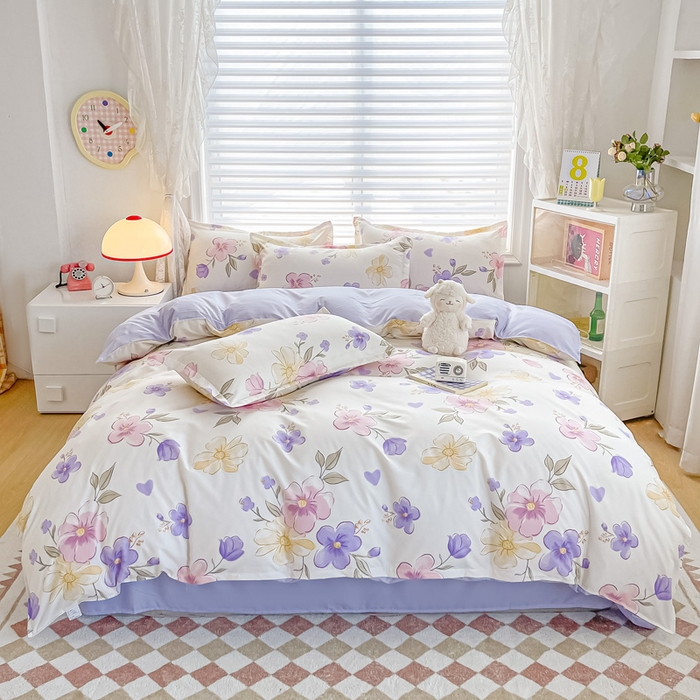 91家纺网 家纺一手货源 找家纺 楠沐家纺 2025年新款亲肤水洗棉芦荟棉磨毛单被套（第二批） 春田花卉