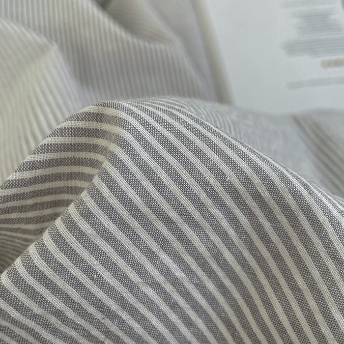 91家纺网 家纺一手货源 找家纺 2024新款A类全棉纯棉纯色双拼色织水洗棉四件套 浅灰密条