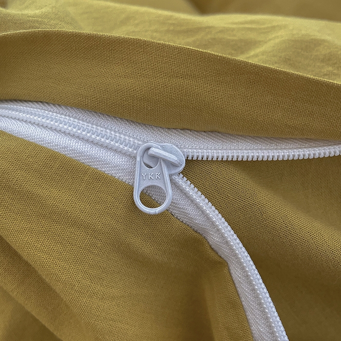 91家纺网 家纺一手货源 找家纺 2024新款A类全棉纯棉纯色双拼色织水洗棉四件套 姜黄色