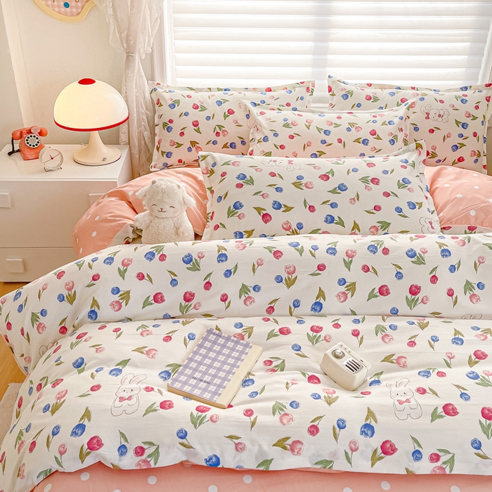 91家纺网 家纺一手货源 找家纺 楠沐家纺 （套件）2025新款亲肤芦荟棉美棉磨毛印花四件套(第二批) 花花兔