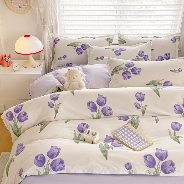 91家纺网 家纺一手货源 找家纺 楠沐家纺 2025年新款亲肤水洗棉芦荟棉磨毛单被套（第二批） 紫悦