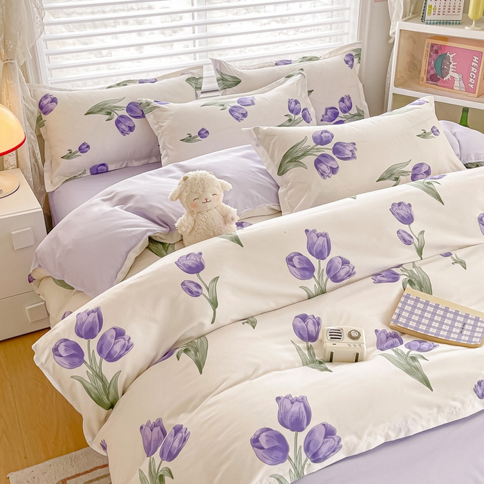 91家纺网 家纺一手货源 找家纺 楠沐家纺 2025年新款亲肤水洗棉芦荟棉磨毛单被套（第二批） 紫悦