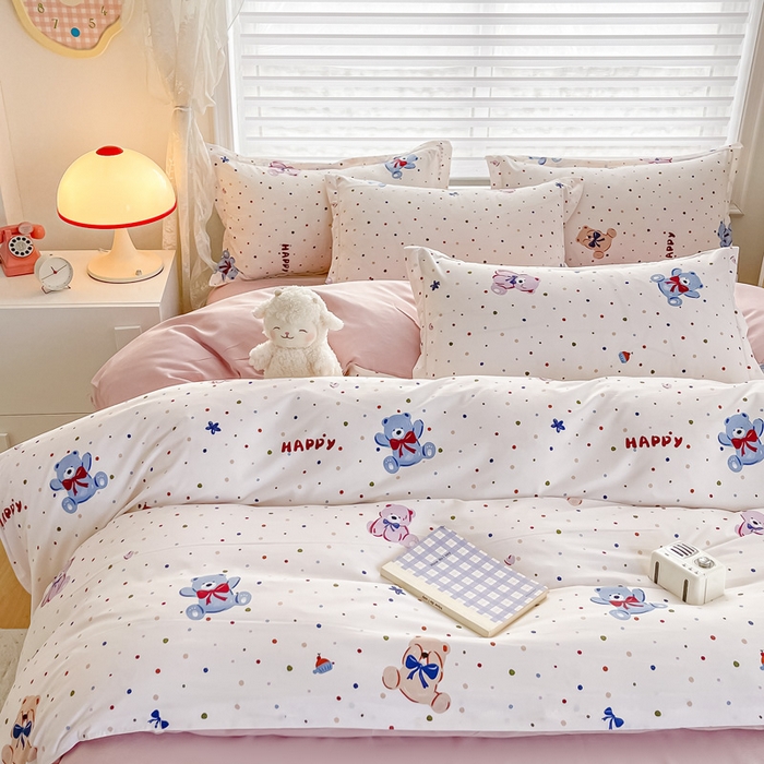 91家纺网 家纺一手货源 找家纺 楠沐家纺 2025年新款亲肤水洗棉芦荟棉磨毛单被套（第二批） 哆咪熊