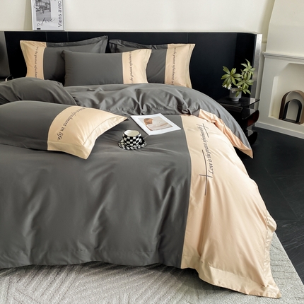 91家纺网 家纺一手货源 找家纺 （总）如一 2024新款全棉宽边刺绣撞色四件套-缪斯