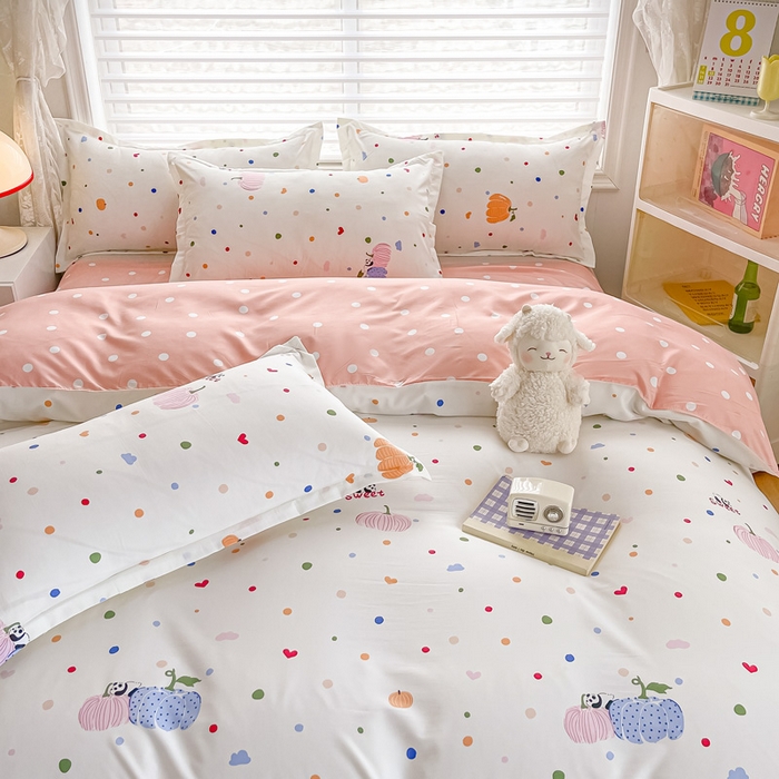 91家纺网 家纺一手货源 找家纺 楠沐家纺 2025年新款亲肤水洗棉芦荟棉磨毛单被套（第二批） 五彩心