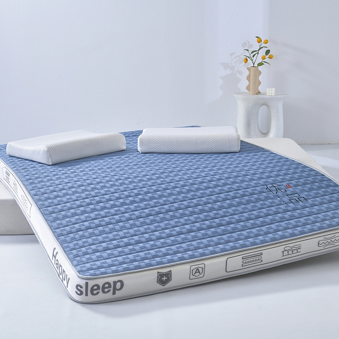 91家纺网 家纺一手货源 找家纺 顺发床垫 2025新款华夫格天然乳胶床垫记忆海绵床垫  蓝色