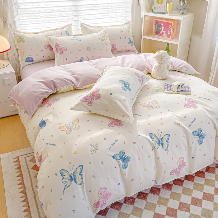 91家纺网 家纺一手货源 找家纺 楠沐家纺 2025年新款亲肤水洗棉芦荟棉磨毛单被套（第二批） 蝶舞仙子