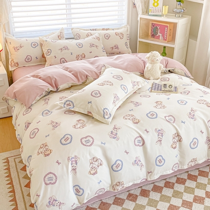 91家纺网 家纺一手货源 找家纺 楠沐家纺 2025年新款亲肤水洗棉芦荟棉磨毛单被套（第二批） 心动兔