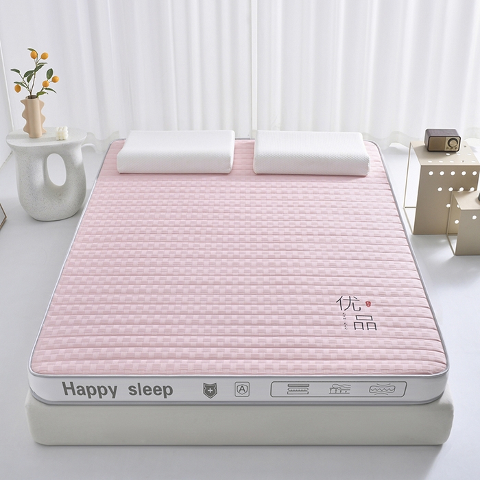 91家纺网 家纺一手货源 找家纺 顺发床垫 2025新款华夫格天然乳胶床垫记忆海绵床垫 粉色
