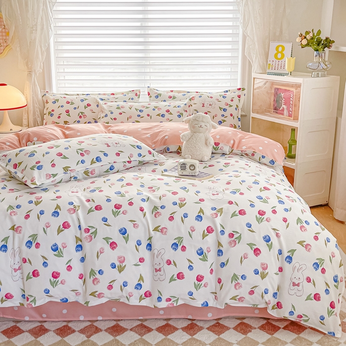 91家纺网 家纺一手货源 找家纺 楠沐家纺 2025年新款亲肤水洗棉芦荟棉磨毛单被套（第二批） 花花兔