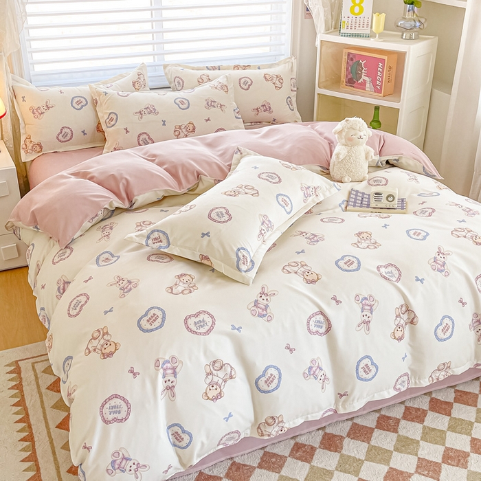 91家纺网 家纺一手货源 找家纺 楠沐家纺 2025年新款亲肤水洗棉芦荟棉磨毛单被套（第二批） 心动兔