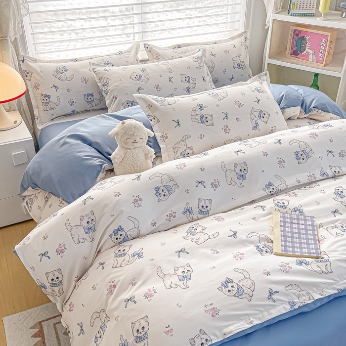 91家纺网 家纺一手货源 找家纺 楠沐家纺 2025年新款亲肤水洗棉芦荟棉磨毛单被套（第二批） 猫咪小姐