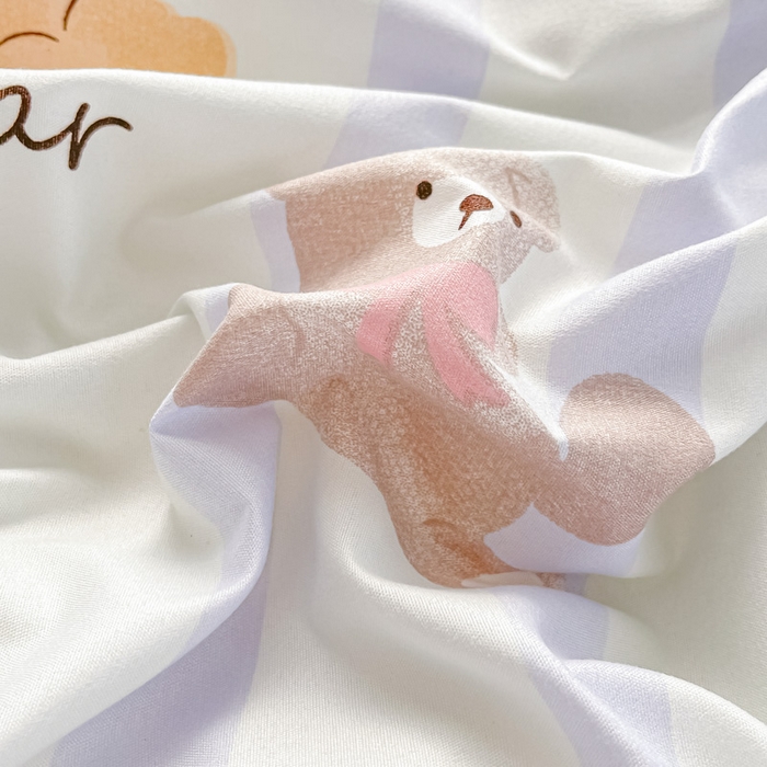 91家纺网 家纺一手货源 找家纺 楠沐家纺 2025年新款亲肤水洗棉芦荟棉磨毛单被套（第二批） 爱心熊