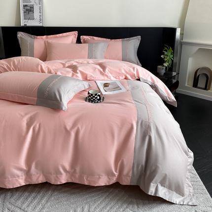 91家纺网 家纺一手货源 找家纺 （总）如一 2024新款全棉宽边刺绣撞色四件套-缪斯