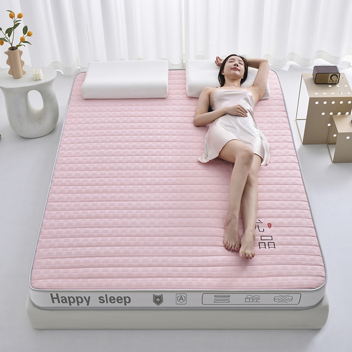 91家纺网 家纺一手货源 找家纺 顺发床垫 2025新款华夫格天然乳胶床垫记忆海绵床垫 粉色