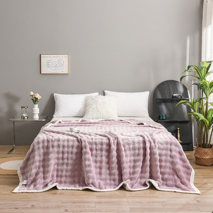 91家纺网 家纺一手货源 找家纺 （总）爱她美家纺 2024新款兔毛泡泡毯多功能毯子