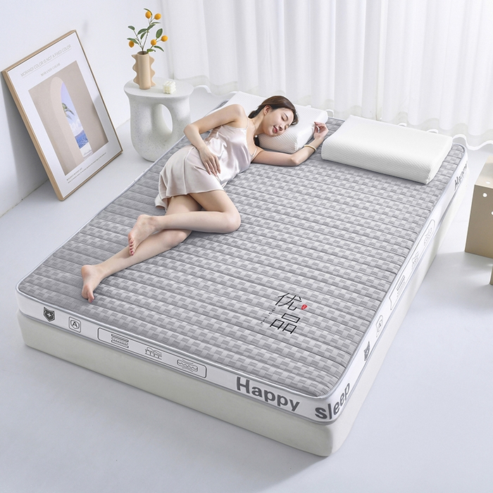 91家纺网 家纺一手货源 找家纺 顺发床垫 2025新款华夫格天然乳胶床垫记忆海绵床垫  灰色