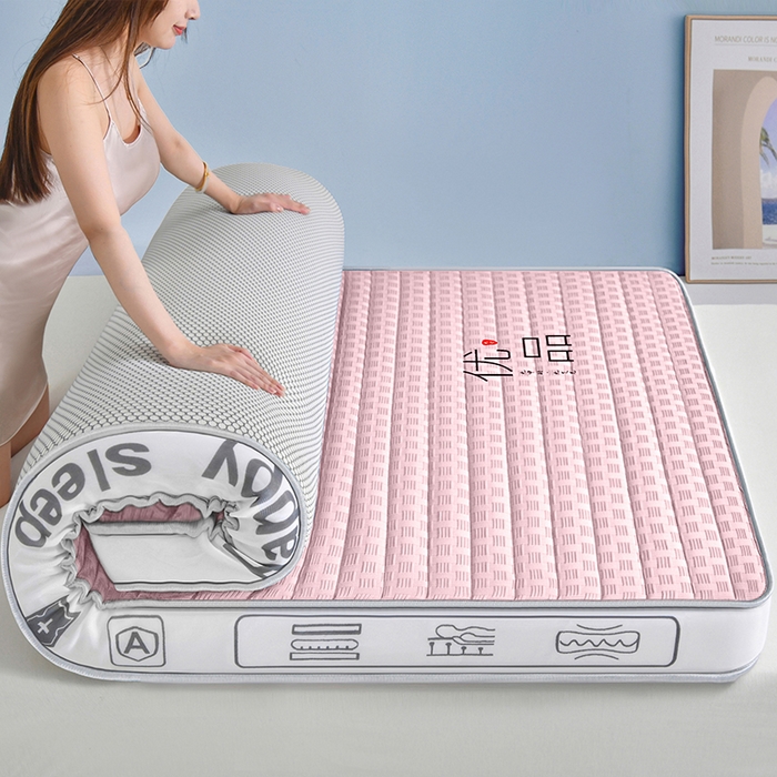 91家纺网 家纺一手货源 找家纺 顺发床垫 2025新款华夫格天然乳胶床垫记忆海绵床垫 粉色