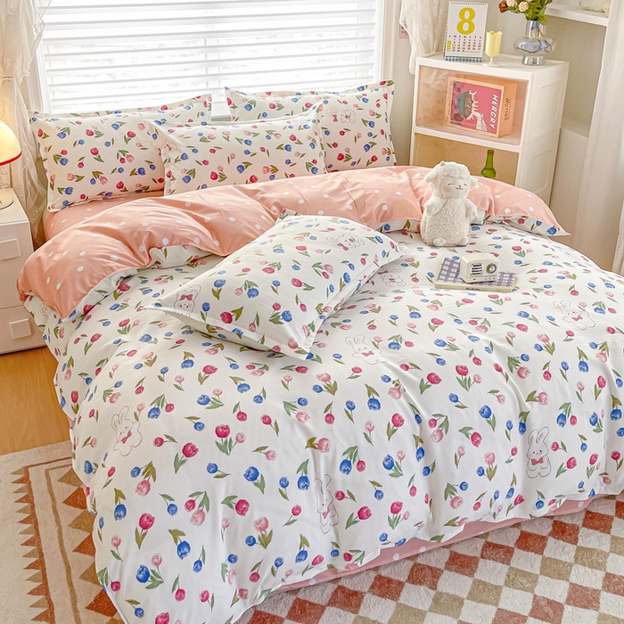 91家纺网 家纺一手货源 找家纺 楠沐家纺 2025年新款亲肤水洗棉芦荟棉磨毛单被套（第二批） 花花兔